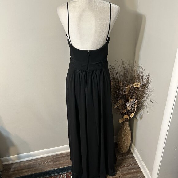 David Bridal Women High Low Black Chiffon Dress Strappy Beaded Front Sz 22 Flaw - Picture 2 of 12
